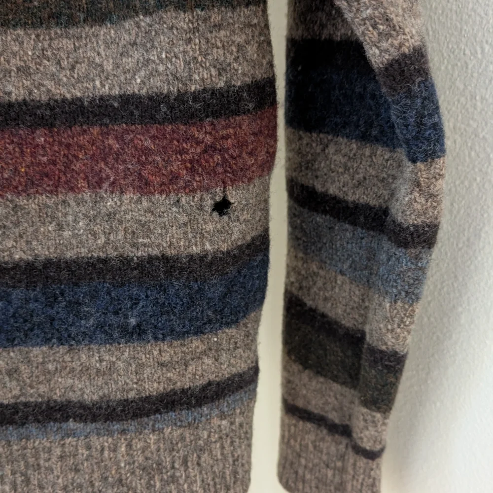 Vintage 90's Striped Textured Wool Crewneck Sweater In Oatmeal Tan - Picture 11 of 15